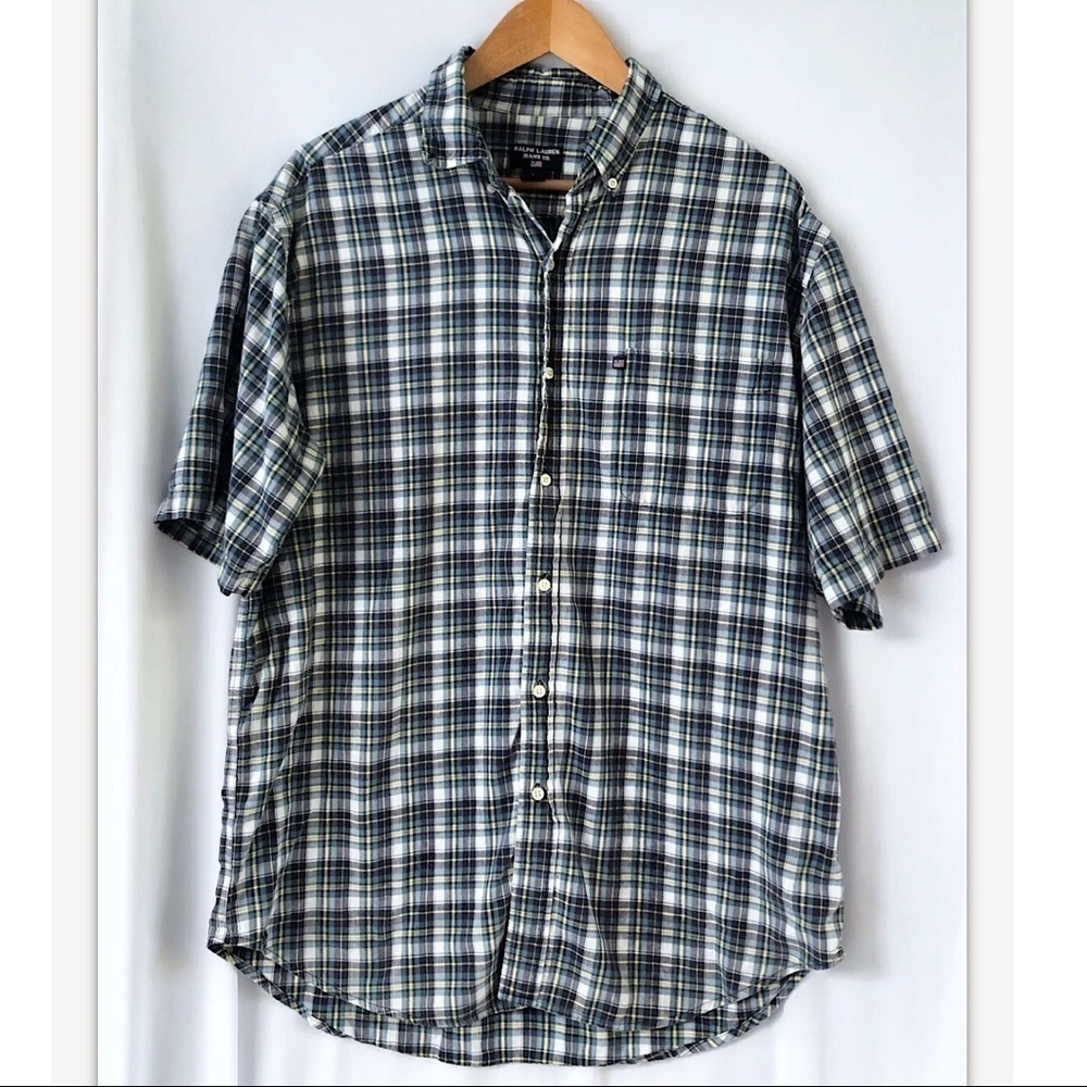 Ralph Lauren Blue Plaid Button Front Shirt